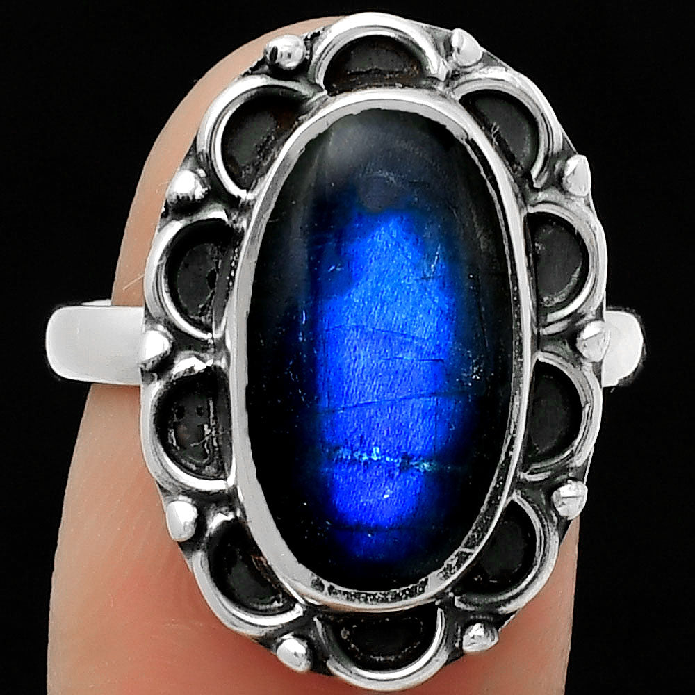 Blue Fire Labradorite - Madagascar Ring size-8 R-1092 SDR166852