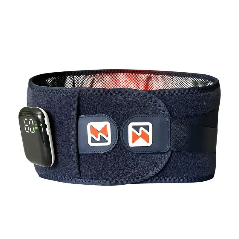 NNEDSZ Dark Blue Wireless Heated Waist Massager with Lumbar Support - Smart Back Pain Relief Device