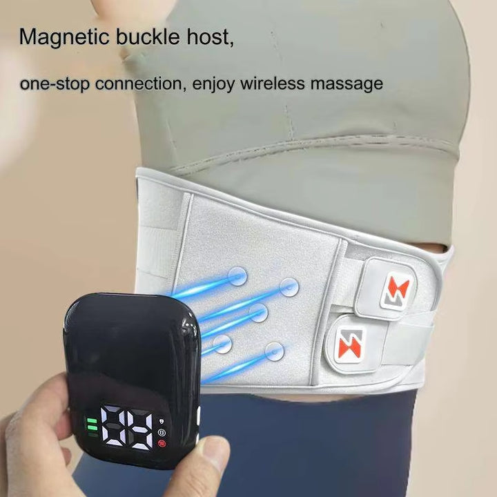 NNEDSZ Dark Blue Wireless Heated Waist Massager with Lumbar Support - Smart Back Pain Relief Device