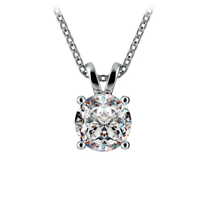 0.5/ 0.75 Ctw Prong Set Round Diamond Pendant In White /Yellow Gold G-VS
